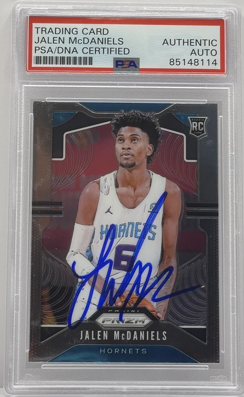 Jalen McDaniels Signed Auto 2019-20 Prizm Rookie Card Hornets PSA/DNA Slab