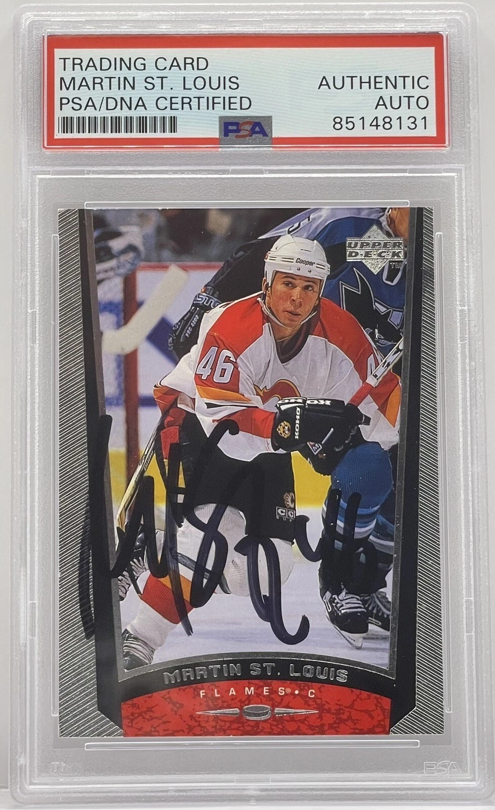 Martin St Louis Signed Auto 1998-99 Upper Deck Rookie Card Flames PSA/DNA Slab