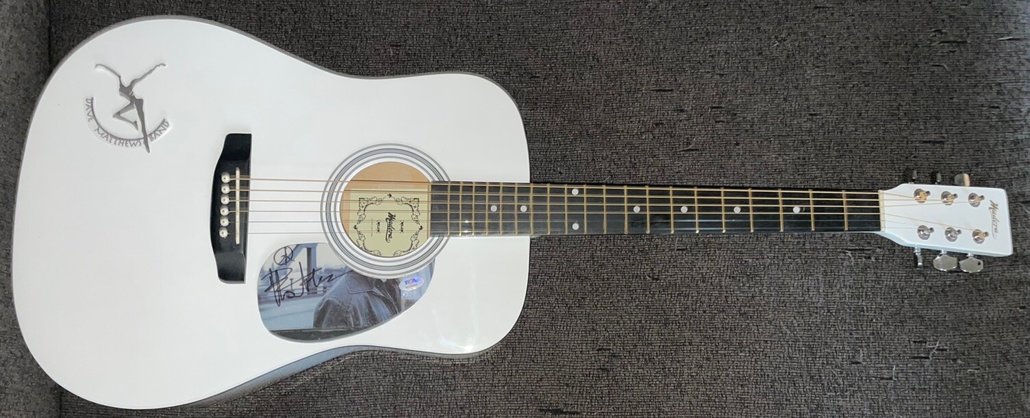 Dave Matthews Signed Autographed Full Size White Acoustic Guitar PSA/DNA