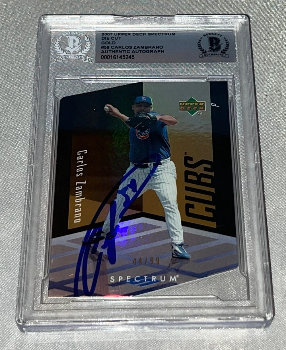 Carlos Zambrano signed 2007 Upper Deck Spectrum Die Cut Gold #58 Card Beckett