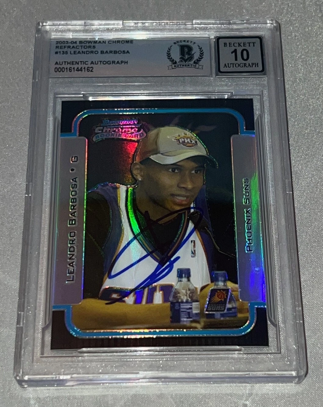 Leandro Barbosa signed 2003-04 Bowman Chrome Refractors RC Card Beckett Auto 10