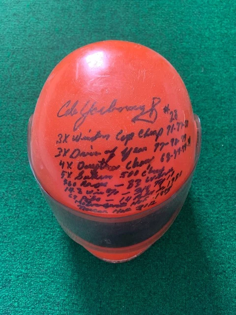 CALE YARBOROUGH HAND SIGNED VINTAGE HARDEE'S TOY HELMET 12 INSCRIPTIONS JSA