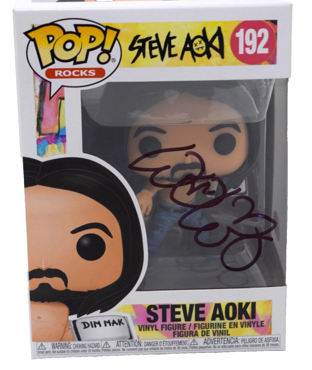 Steve Aoki Signed Funko Pop Rocks Steve Aoki #192 Figure Autograph ACOA COA