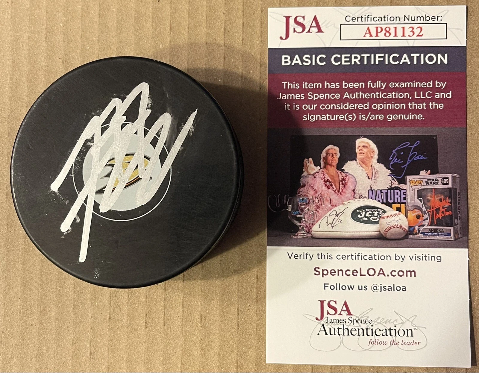 Frank Vatrano Signed Autographed Anaheim Ducks Logo Hockey Puck JSA COA