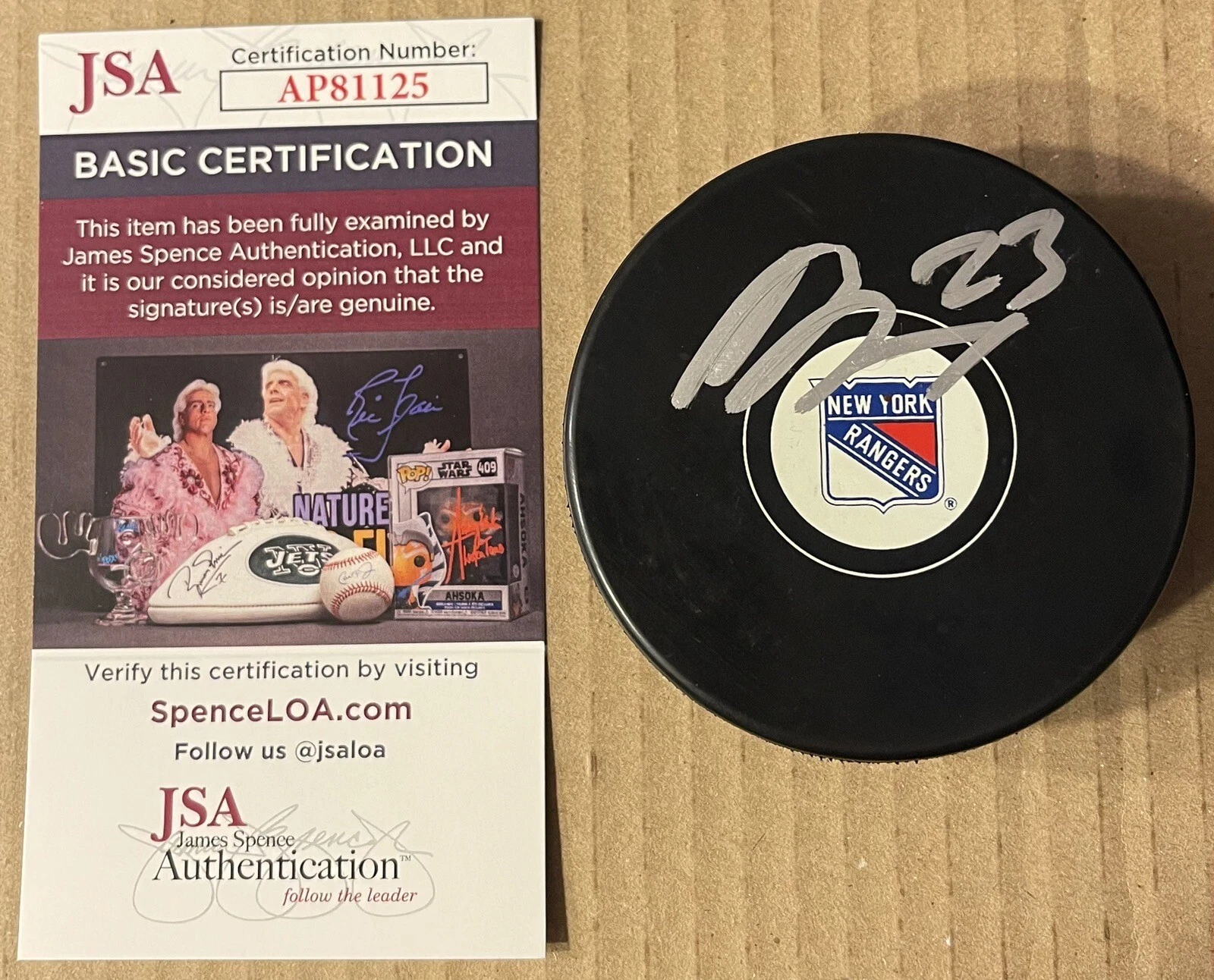 Adam Fox Signed Autographed New York Rangers Logo Hockey Puck JSA COA