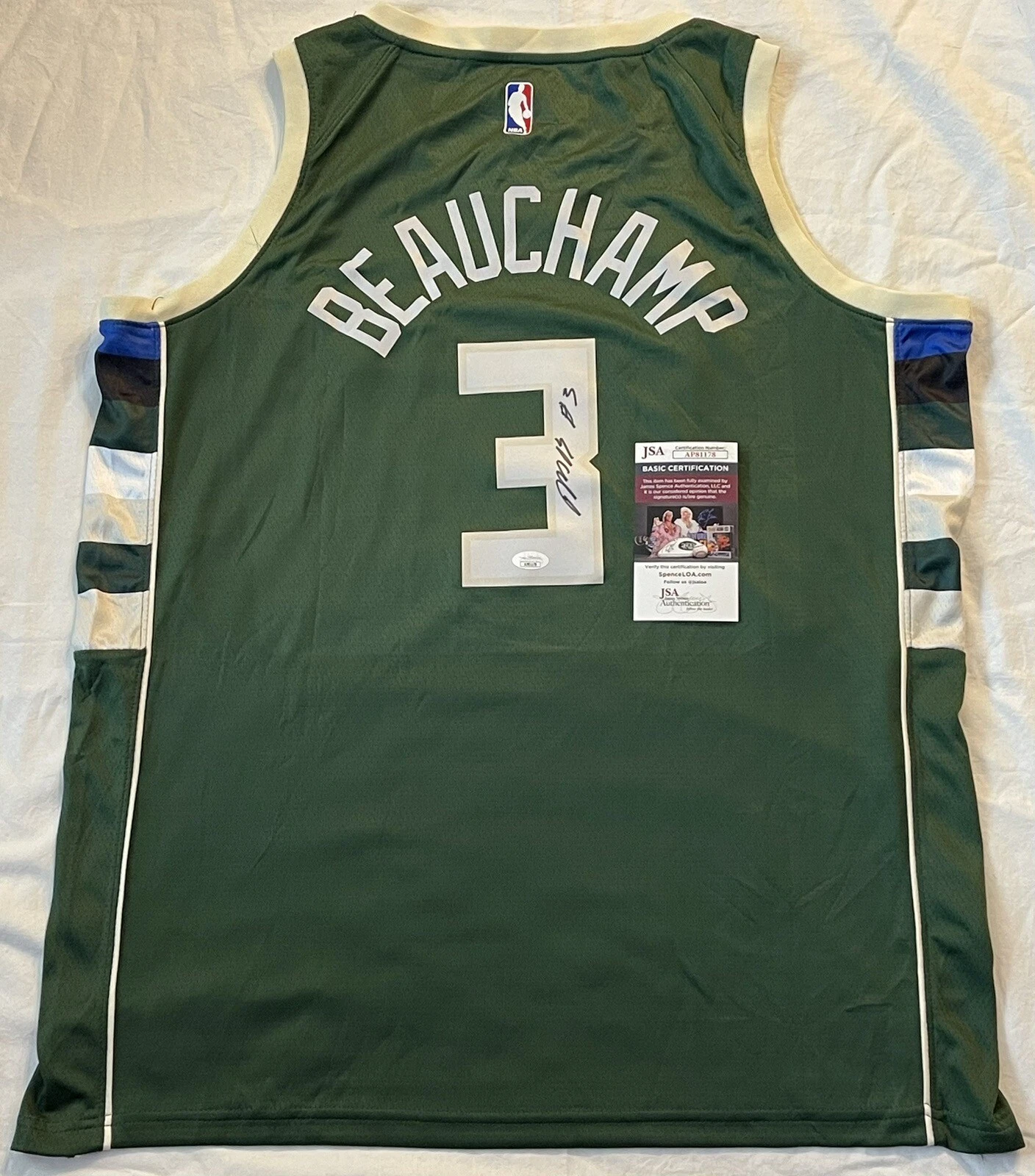 MarJon Beauchamp Signed Autographed Milwaukee Bucks Jersey JSA COA