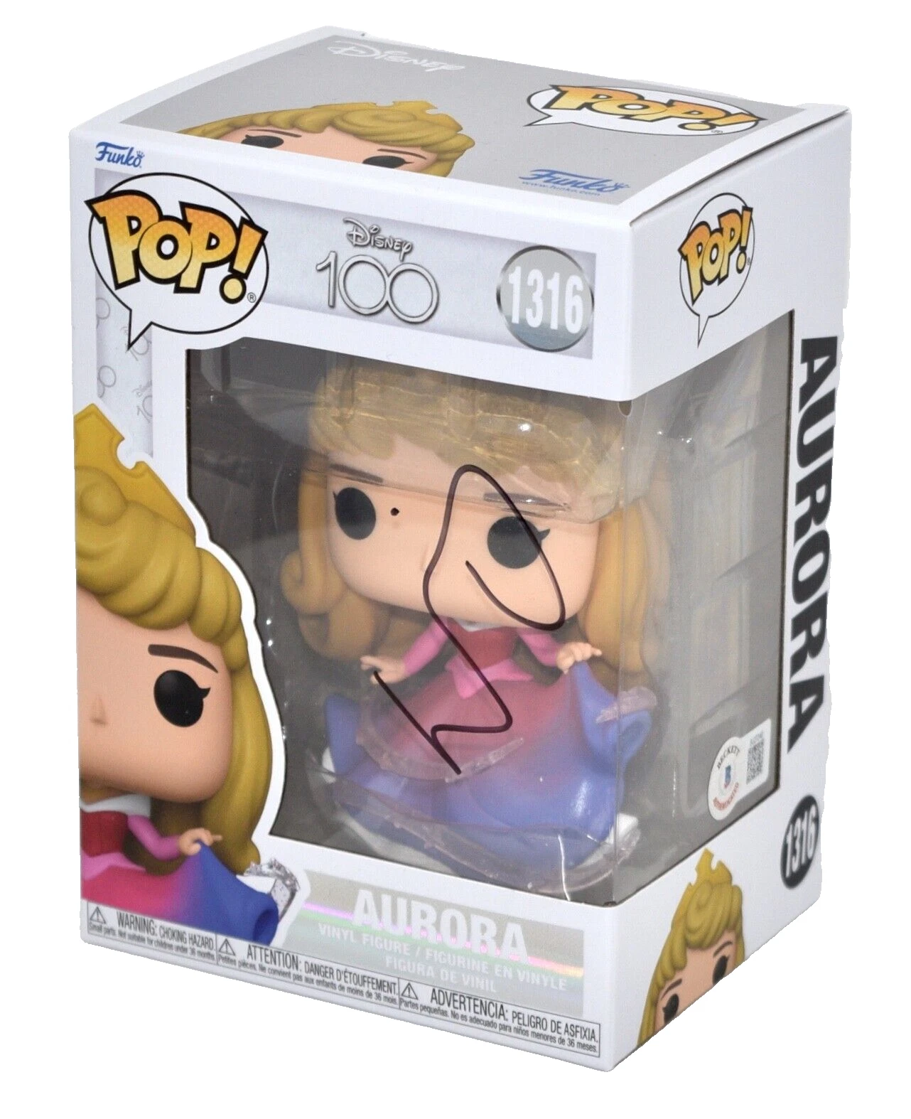 Elle Fanning Signed Funko Pop Aurora 1316 Disney Maleficent Autograph BAS COA