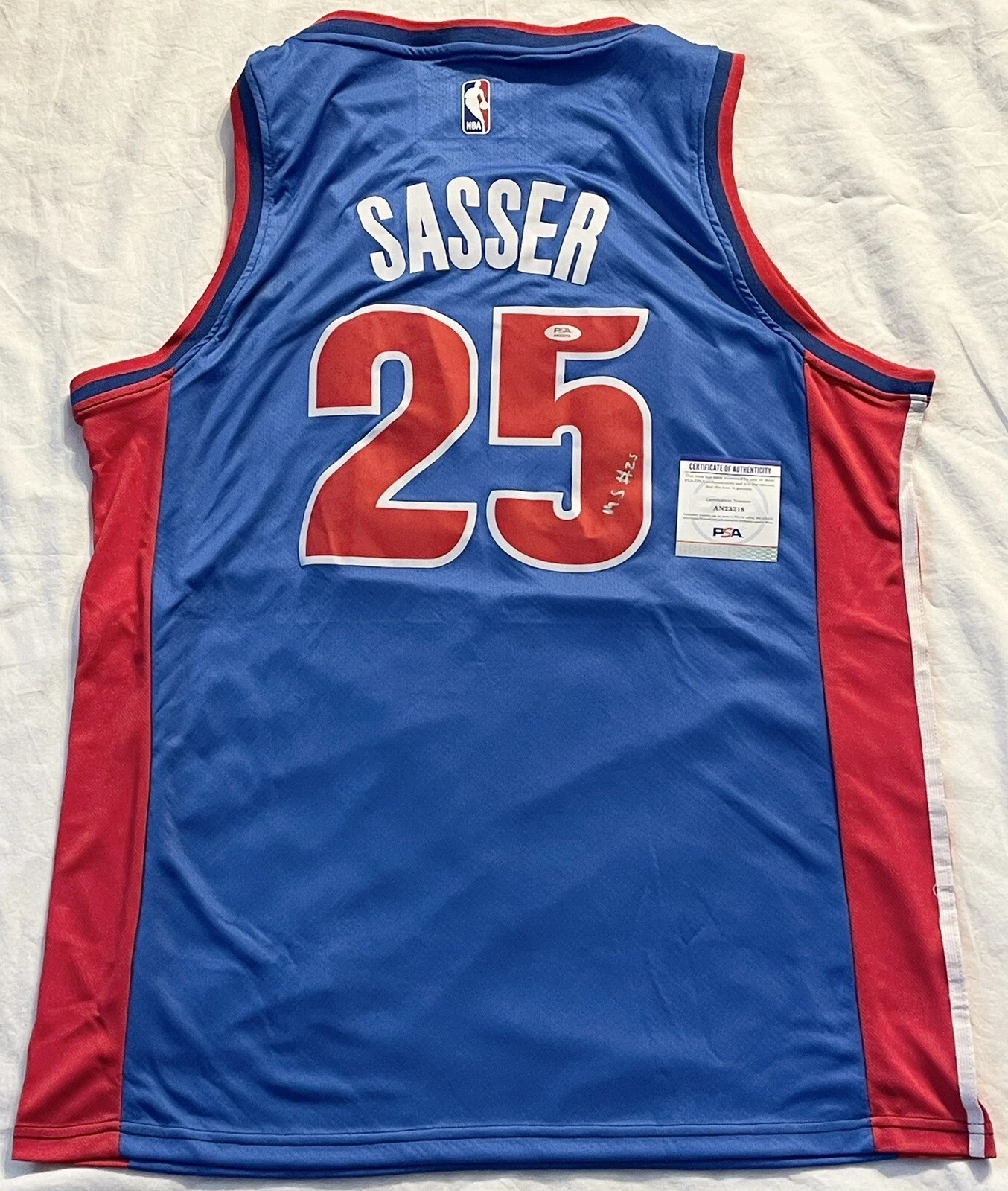 Marcus Sasser Signed Autographed Detroit Pistons Jersey PSA/DNA