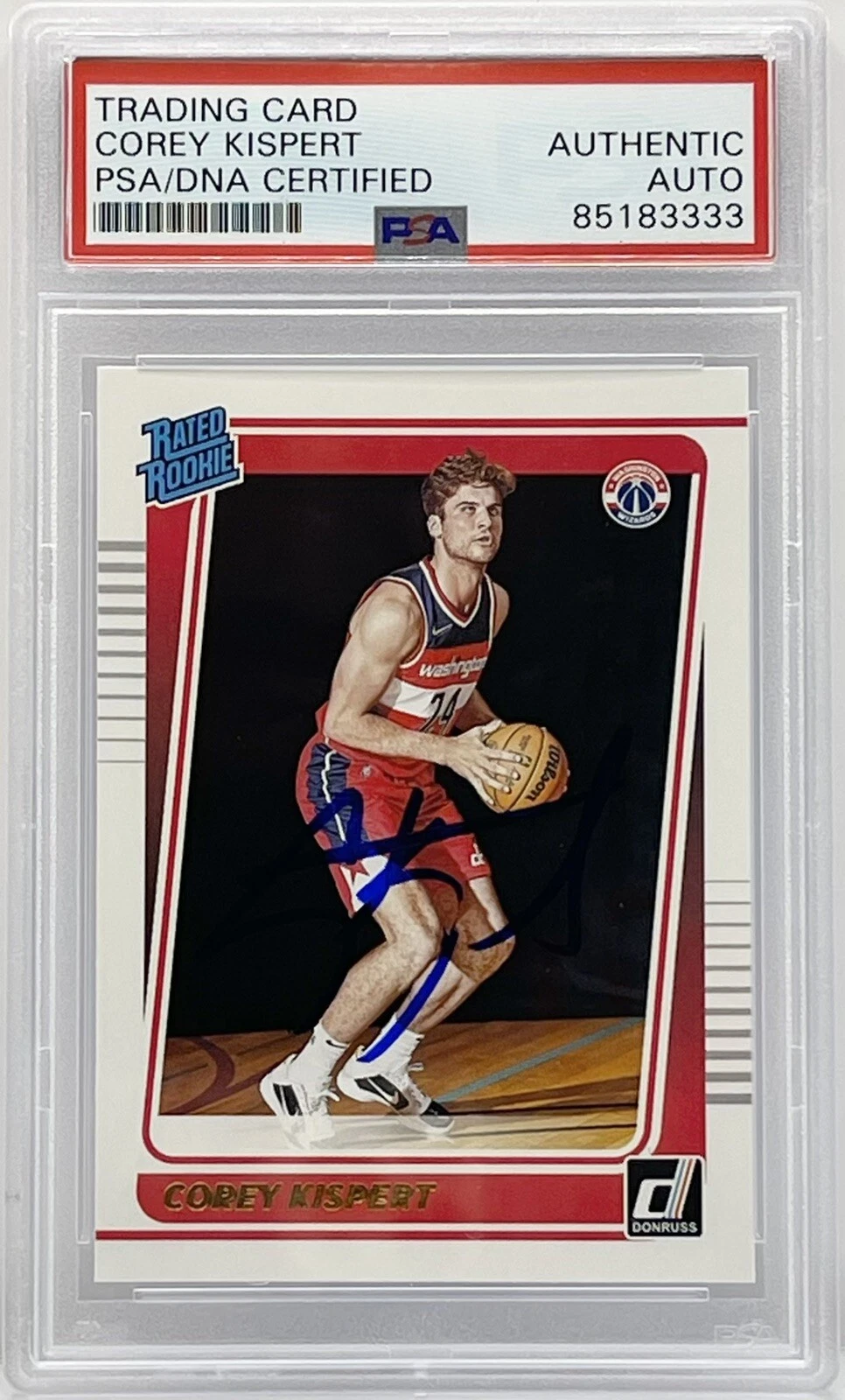 Corey Kispert Signed 2021-22 Donruss Rookie Card Wizard Slabbed PSA/DNA