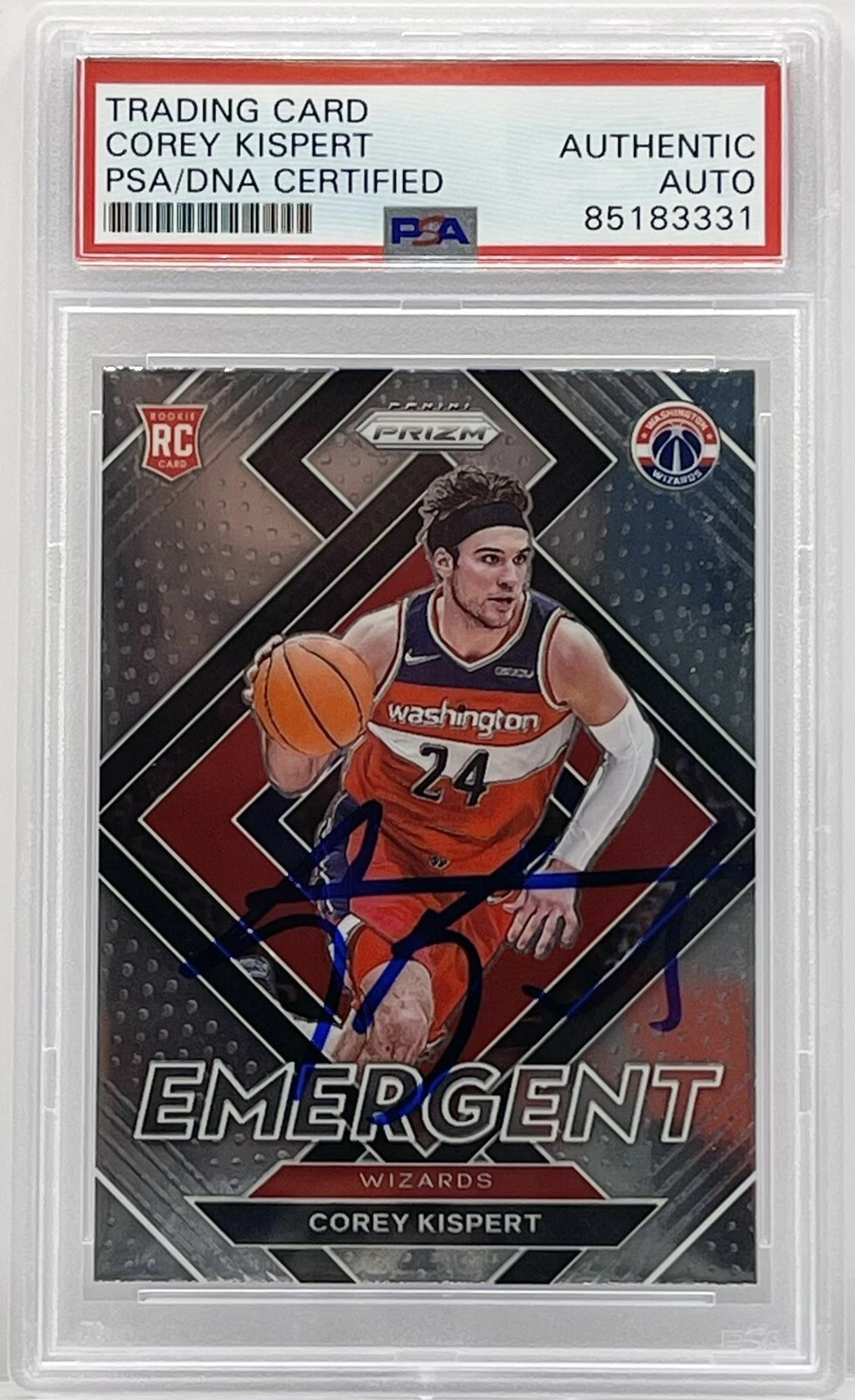 Corey Kispert Signed 2021-22 Prizm Rookie Card Wizard Slabbed PSA/DNA