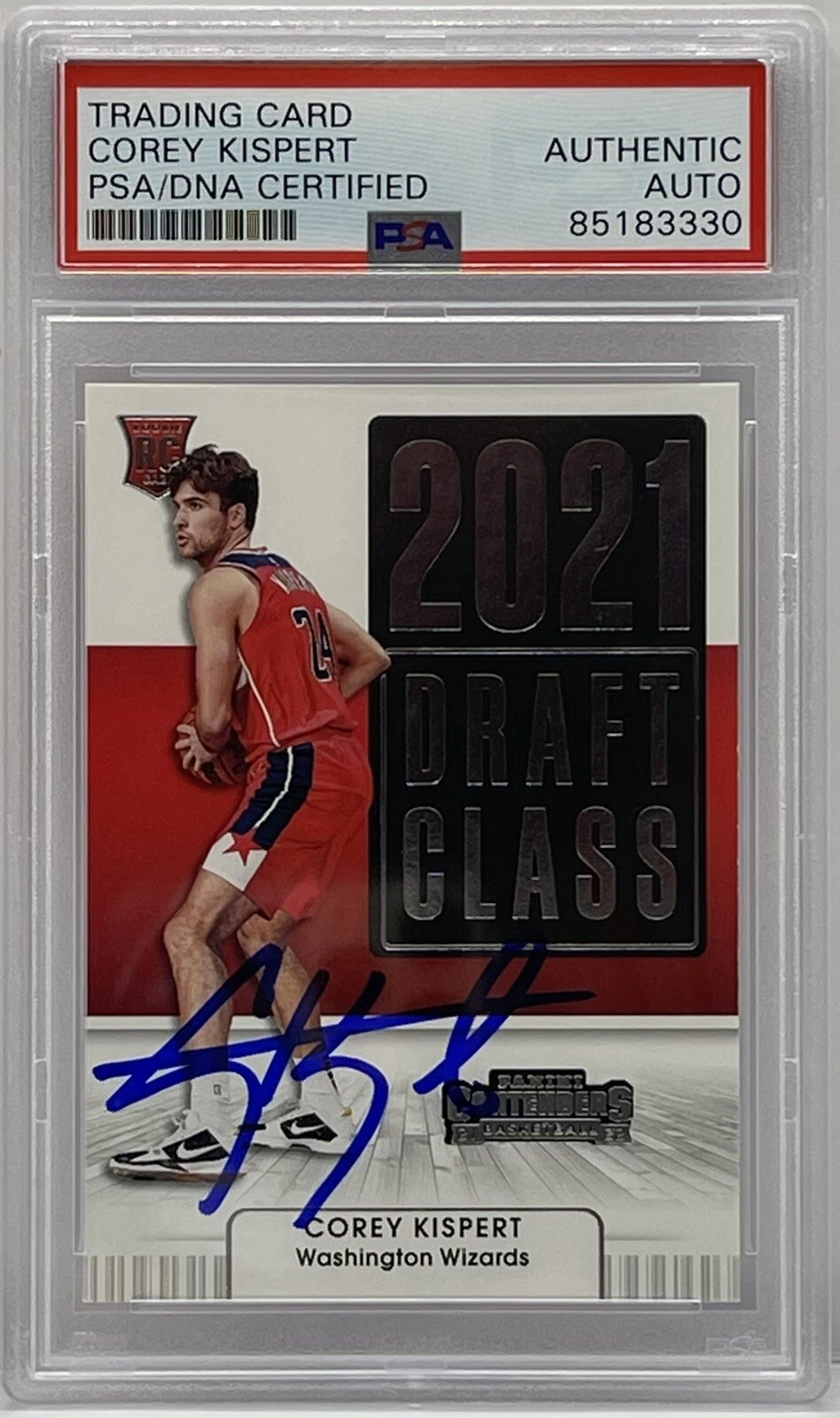 Corey Kispert Signed 2021-22 Contenders Rookie Card Wizard Slabbed PSA/DNA