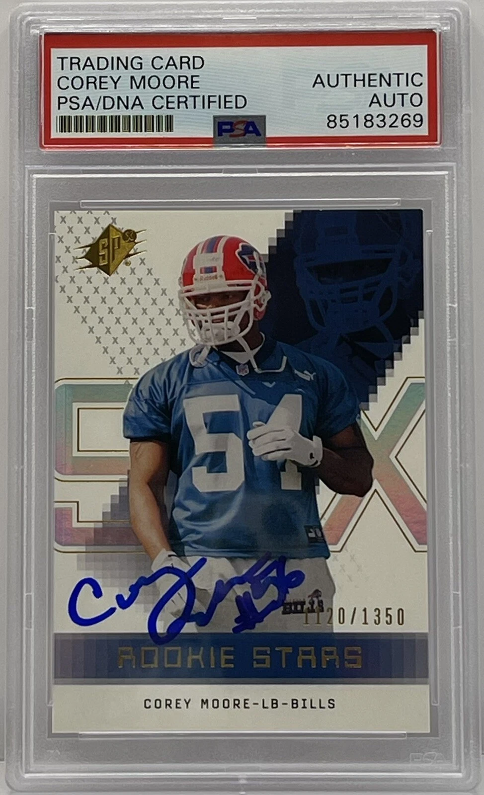 Corey Moore Signed 2000 SPX Rookie Card PSA/DNA Slabbed Bills
