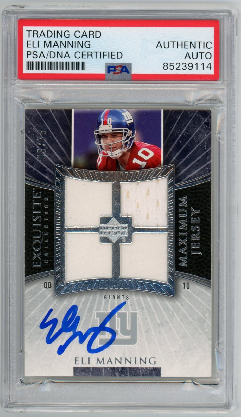 2006 Exquisite Eli Manning Signed Autographed Maximum Jersey Card PSA/DNA Auto
