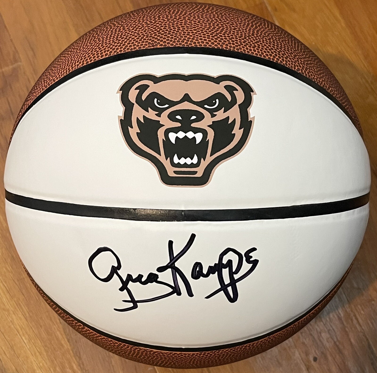 Greg Kampe Signed Autographed Oakland Golden Grizzlies Logo Basketball JSA COA