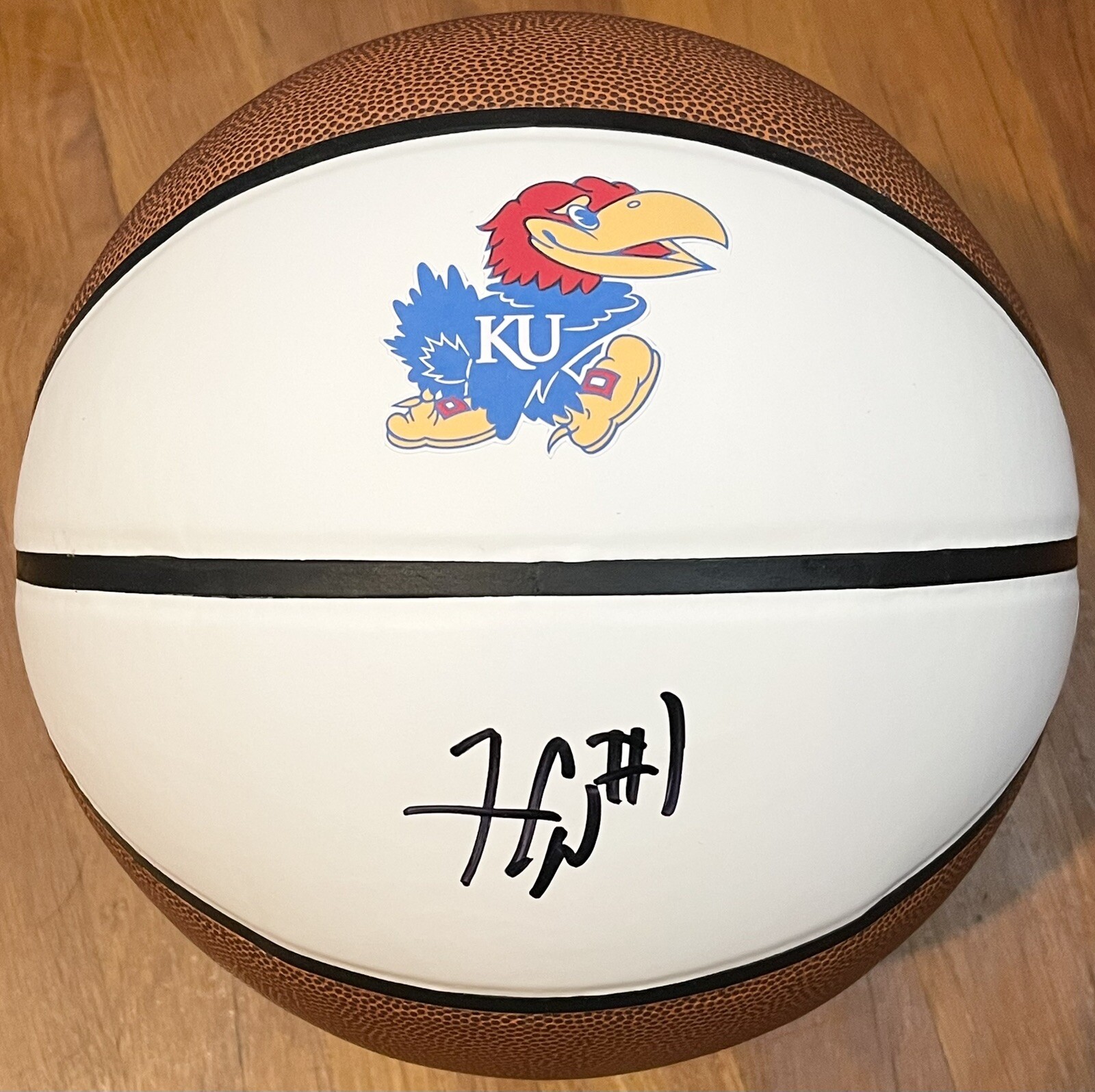 Hunter Dickinson Signed Autographed Kansas Jayhawks Logo Basketball JSA COA