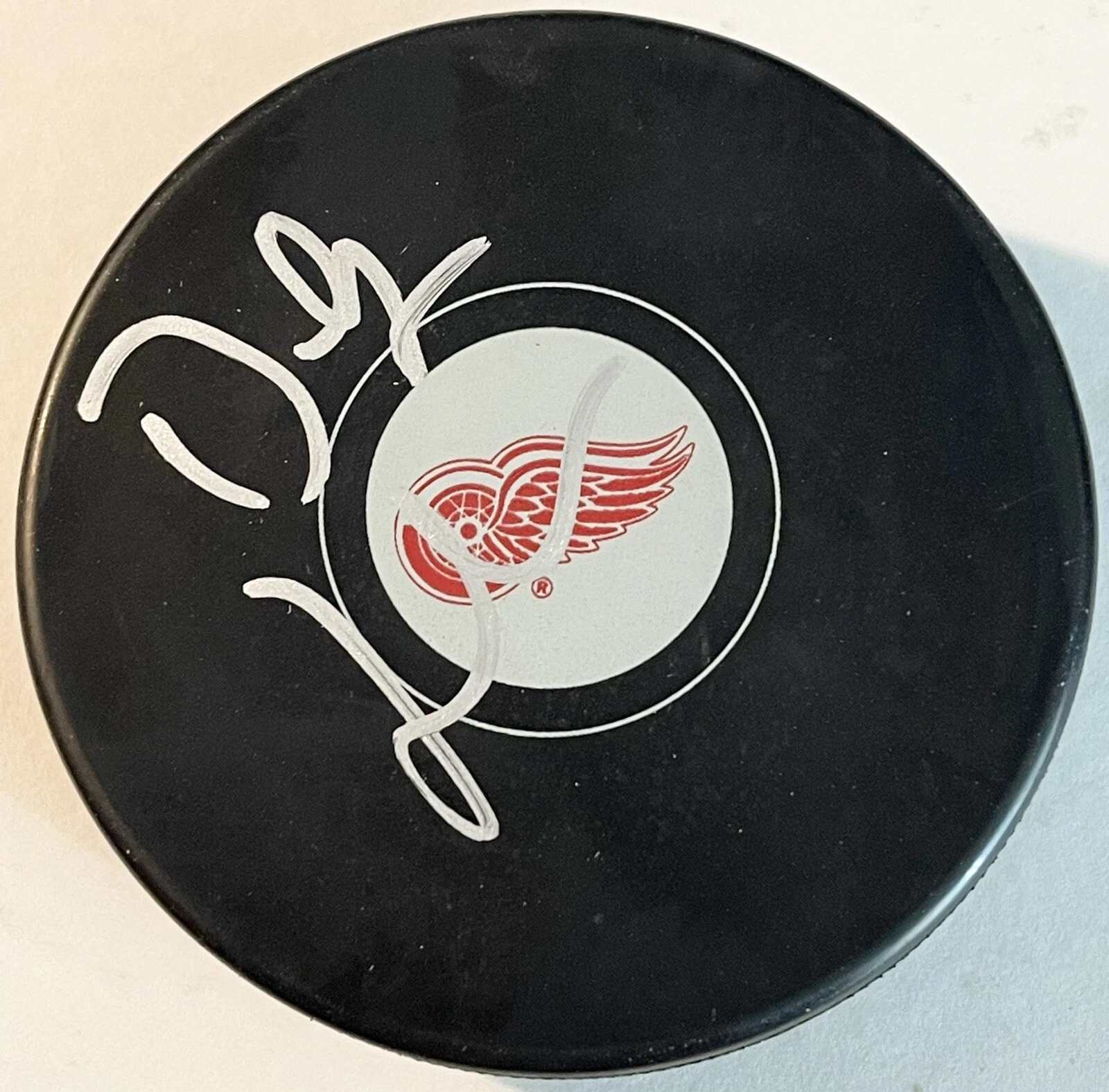 Derek Lalonde Signed Autographed Detroit Red Wings Logo Puck PSA/DNA