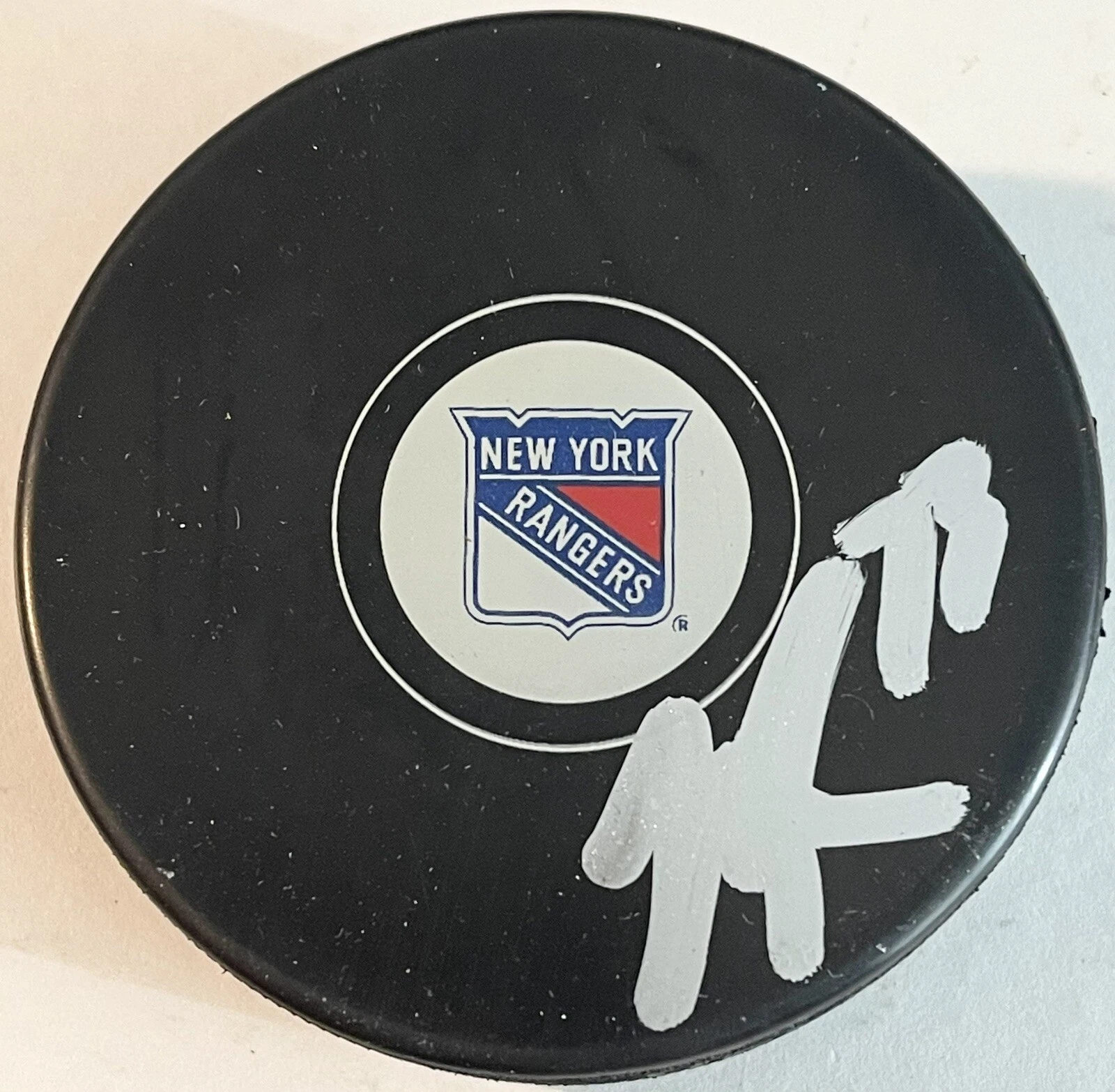 Matt Rempe Signed Autographed New York Rangers Logo Puck PSA/DNA