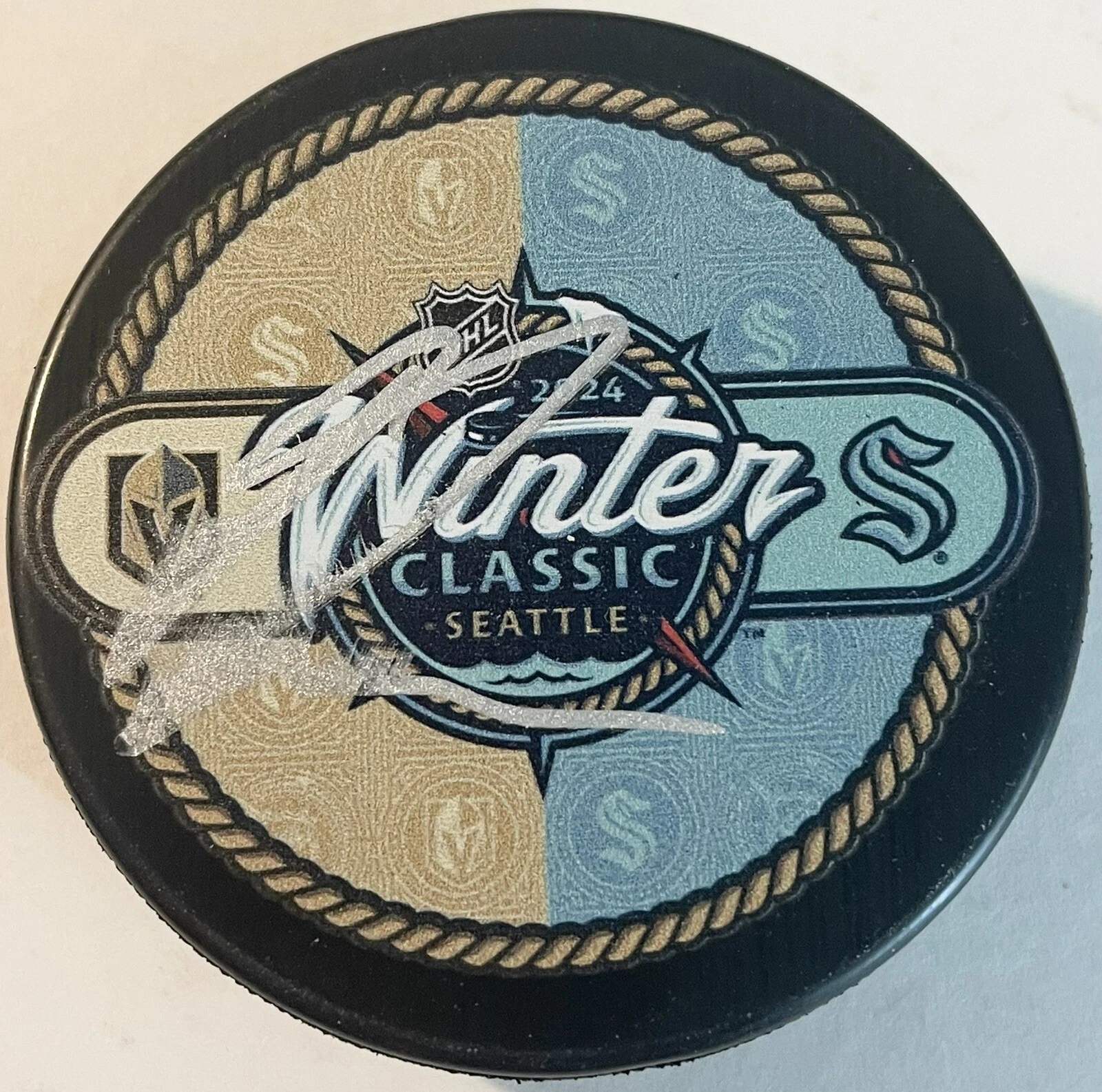 Oliver Bjorkstrand Signed Autograph Seattle Kracken Winter Classic Puck PSA/DNA