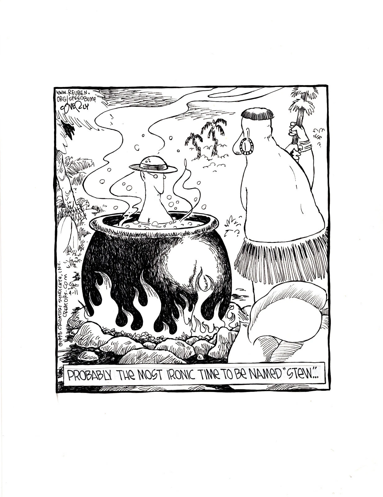 DAVE COVERLY SIGNED ORIGINAL SPEED BUMP PEN+INK DAILY 1998 HUMAN STEW