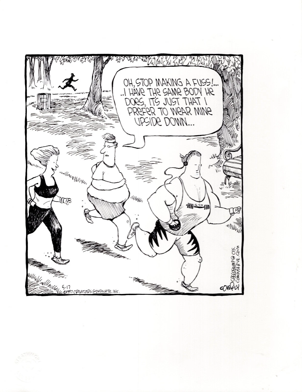 DAVE COVERLY SIGNED ORIGINAL SPEED BUMP PEN+INK DAILY 1997 JOGGING THEME