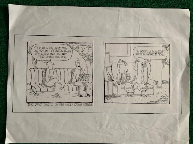 DAVE COVERLY SIGNED ORIGINAL SPEED BUMP PEN+INK SUNDAY 1998 TWO PANELS