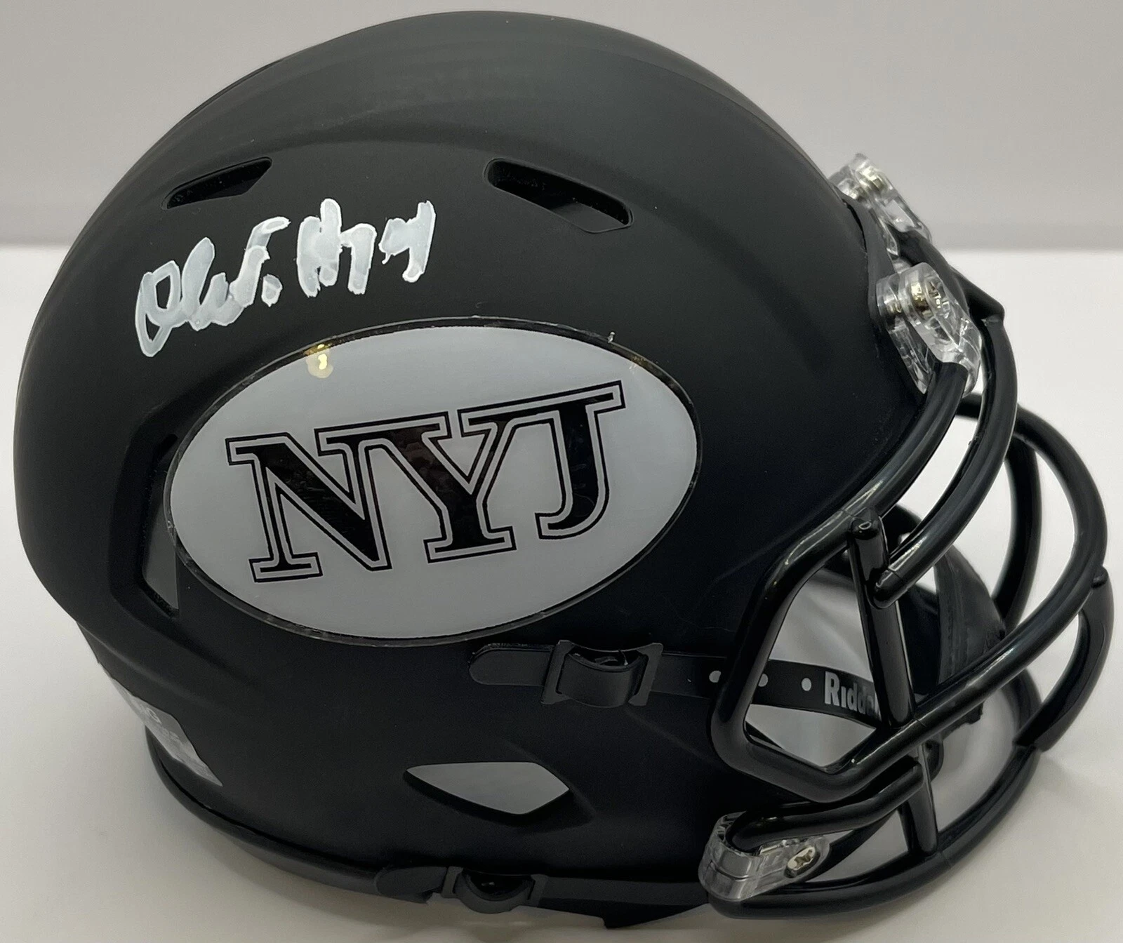 Olumuyiwa Olu Fashanu Signed Autographed New York Jets Mini Helmet PSA/DNA