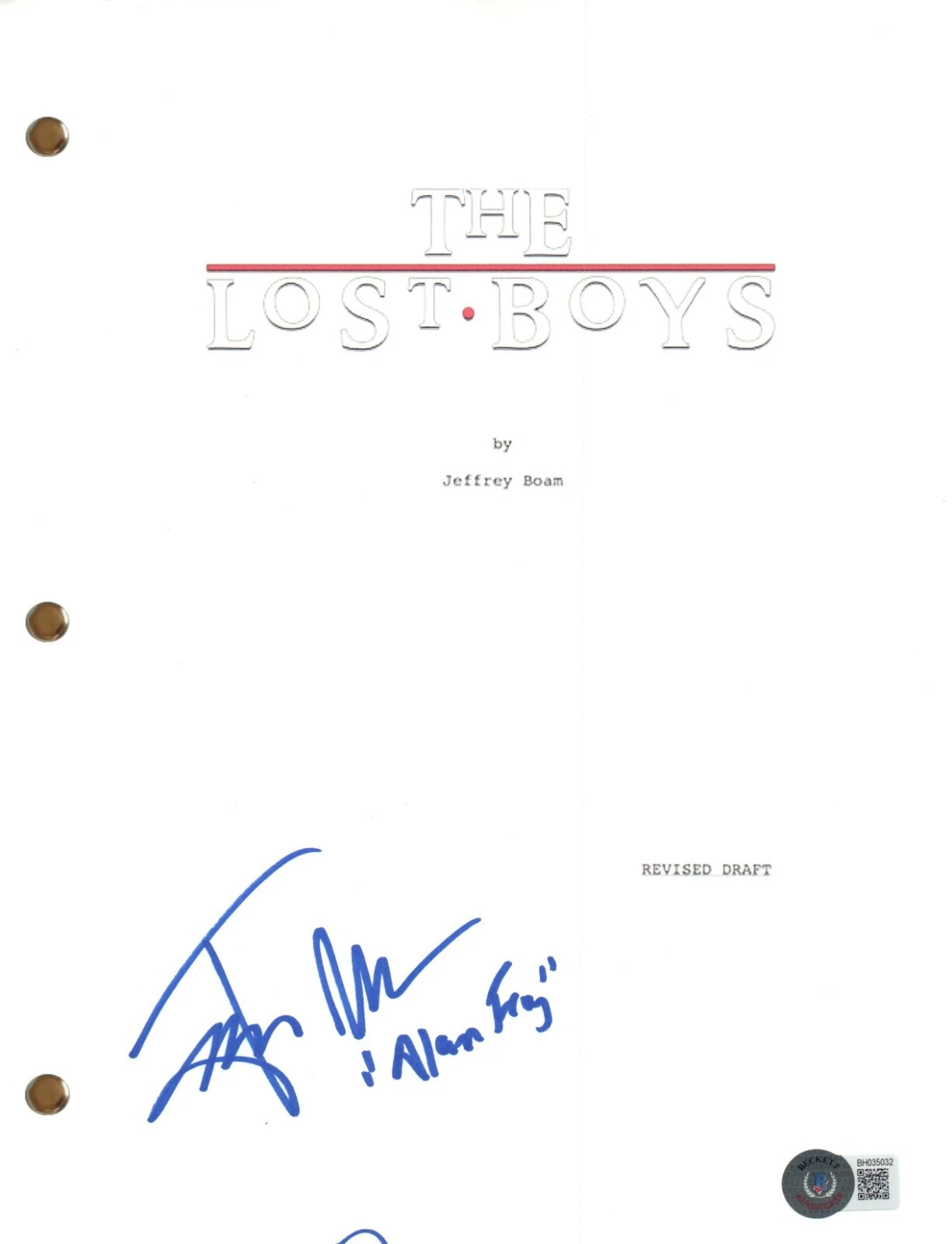 Jamison Newlander Signed Autograph The Lost Boys Movie Script Screenplay BAS COA