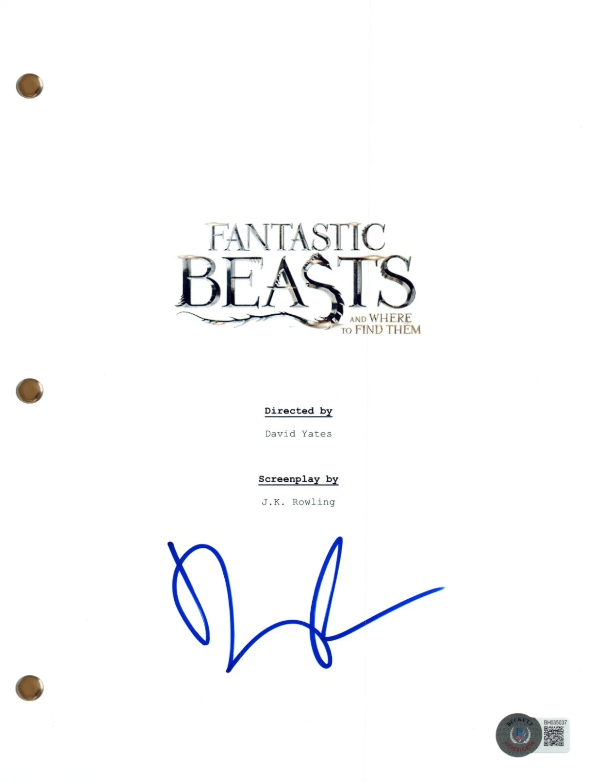 Dan Fogler Signed Autograph Fantastic Beasts Movie Script Screenplay Beckett COA