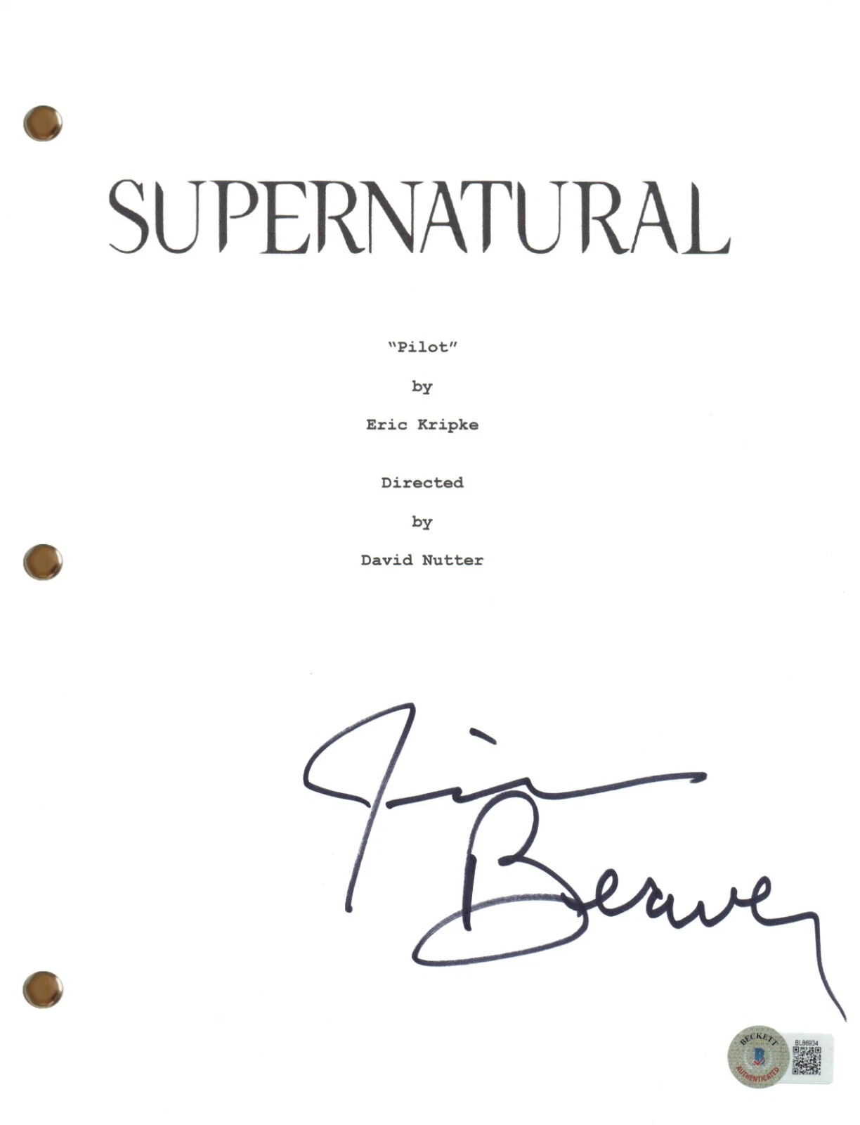 Jim Beaver Signed Autograph Supernatural Pilot Script Screenplay Beckett COA