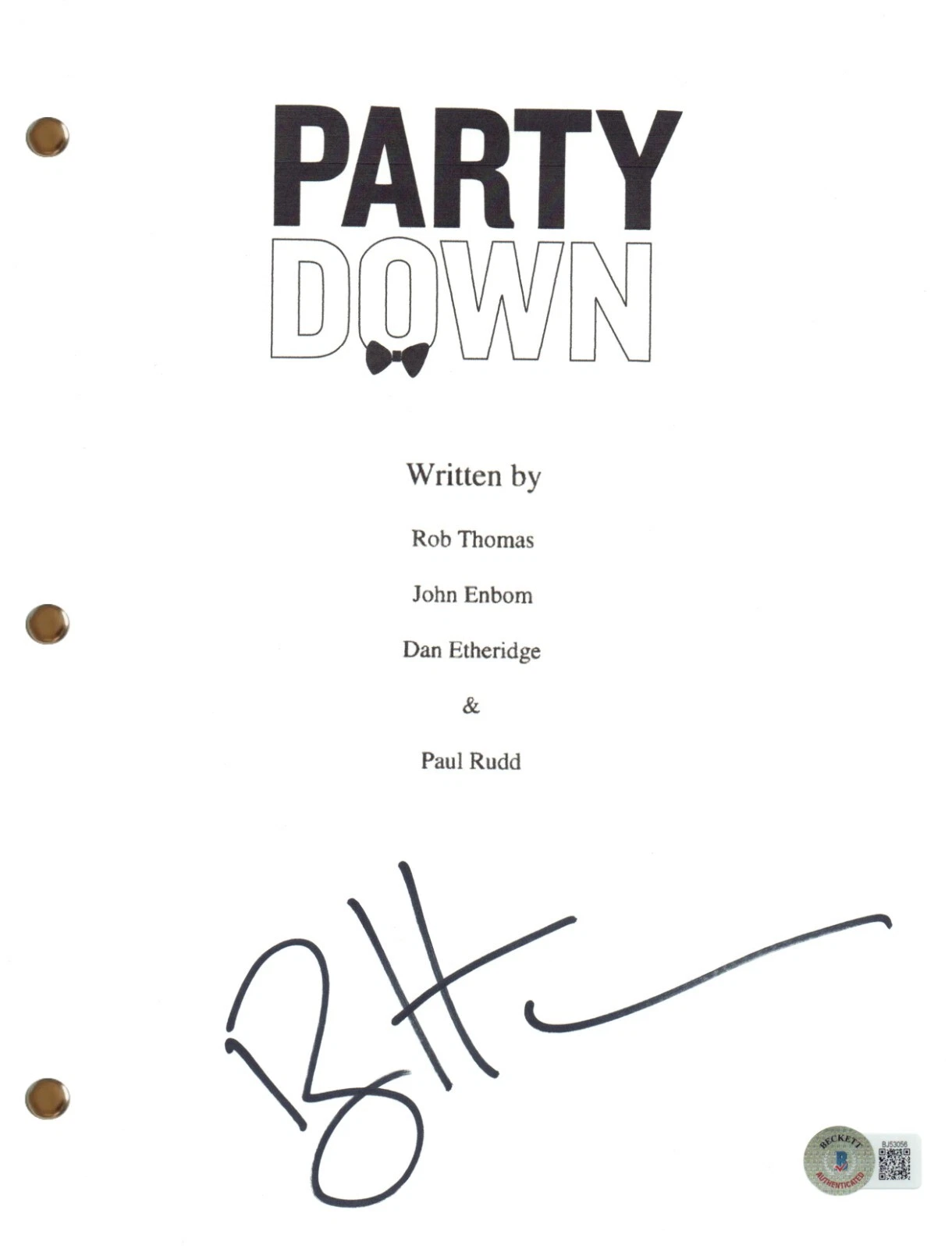 Ryan Hansen Signed Autograph Party Down Pilot Script Full Screenplay Beckett COA