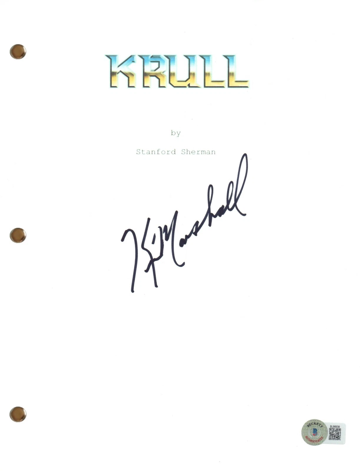 Ken Marshall Signed Autograph Krull Movie Script Full Screenplay Beckett COA