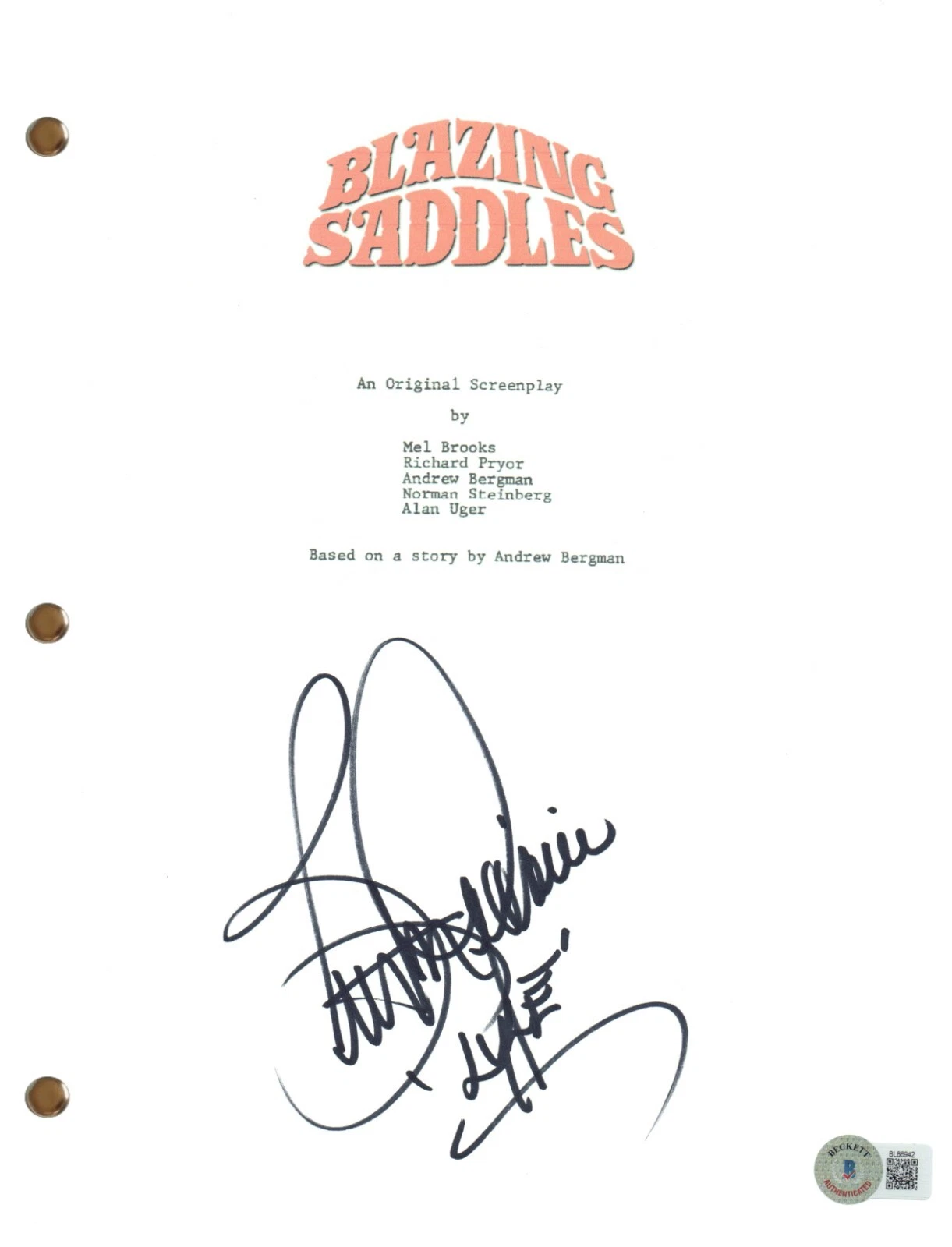 Burton Gilliam Signed Autograph Blazing Saddles Movie Script Screenplay BAS COA