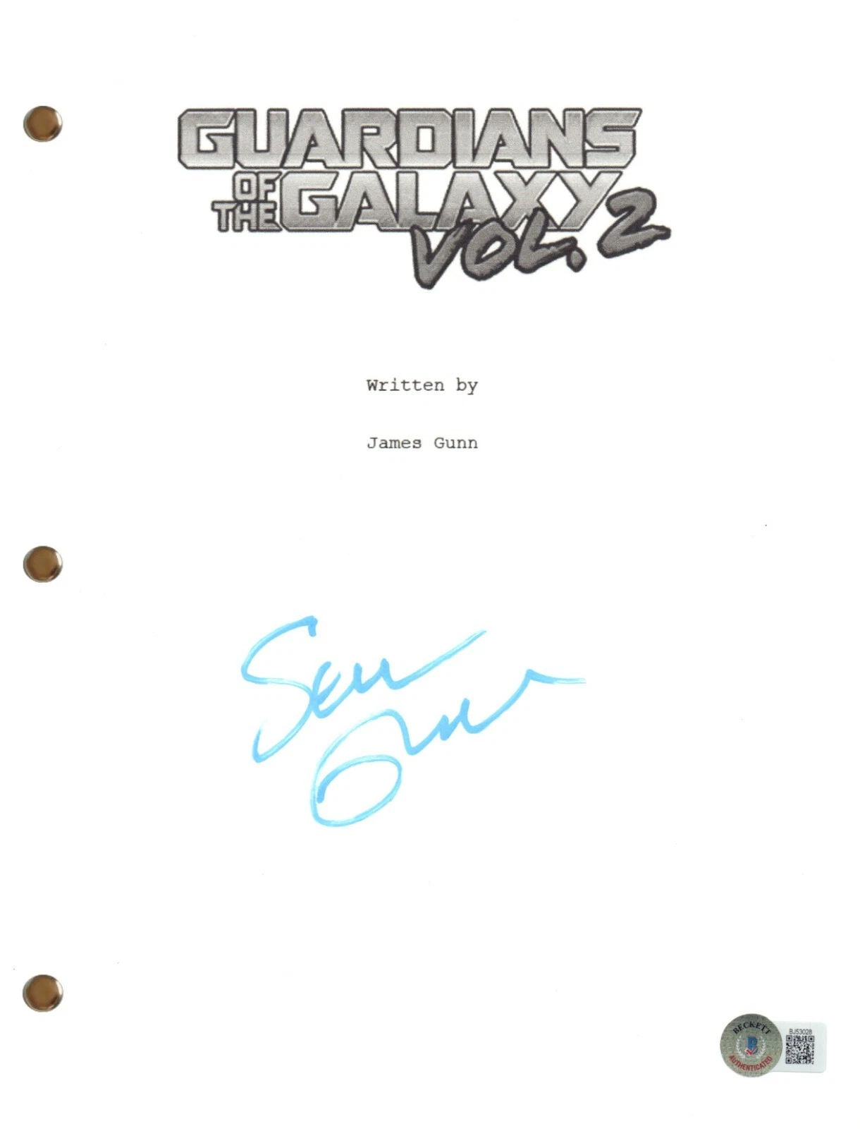 Sean Gunn Signed Autograph Guardians of the Galaxy Vol 2 Script Screenplay BAS