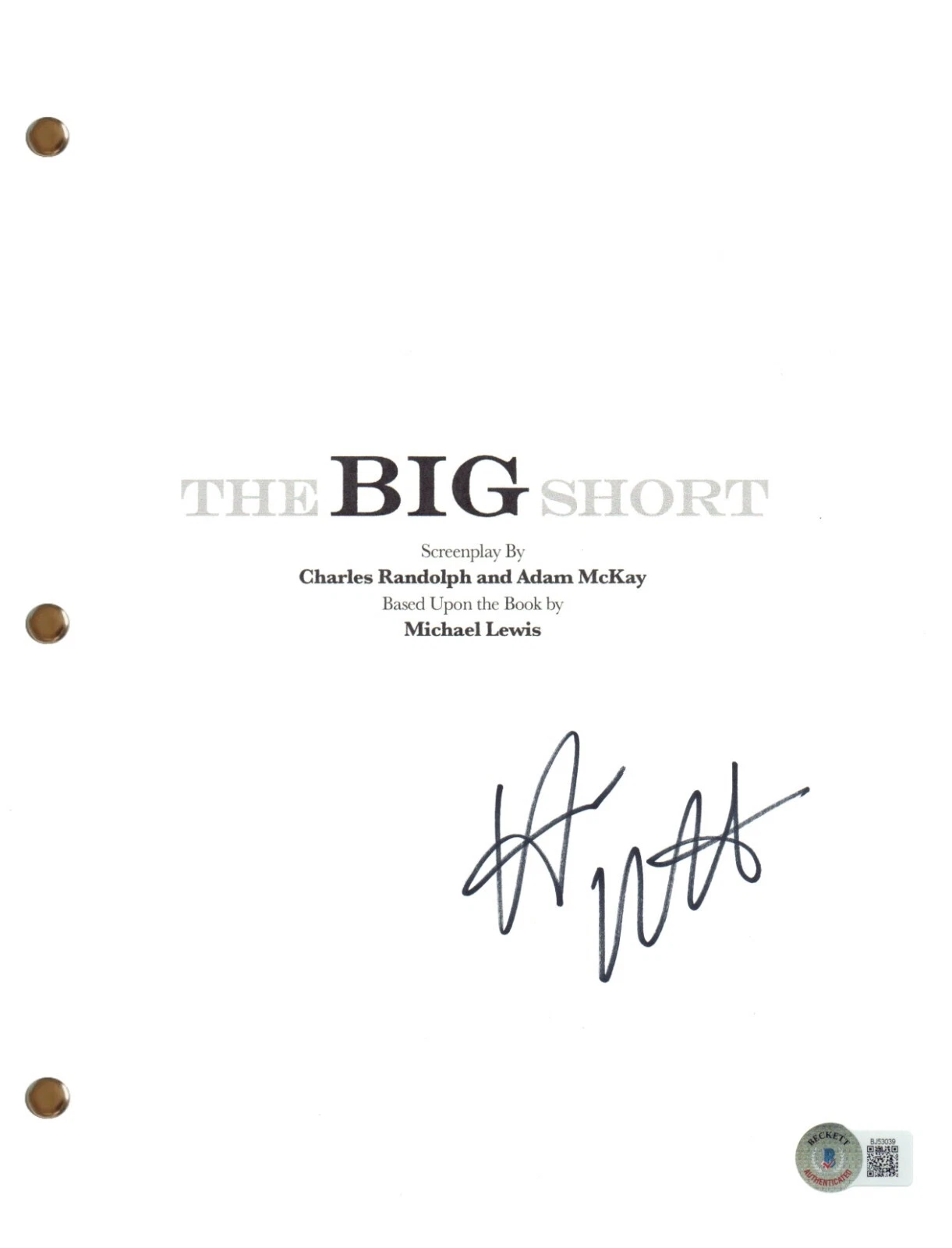 Hamish Linklater Signed Autograph The Big Short Movie Script Screenplay BAS COA