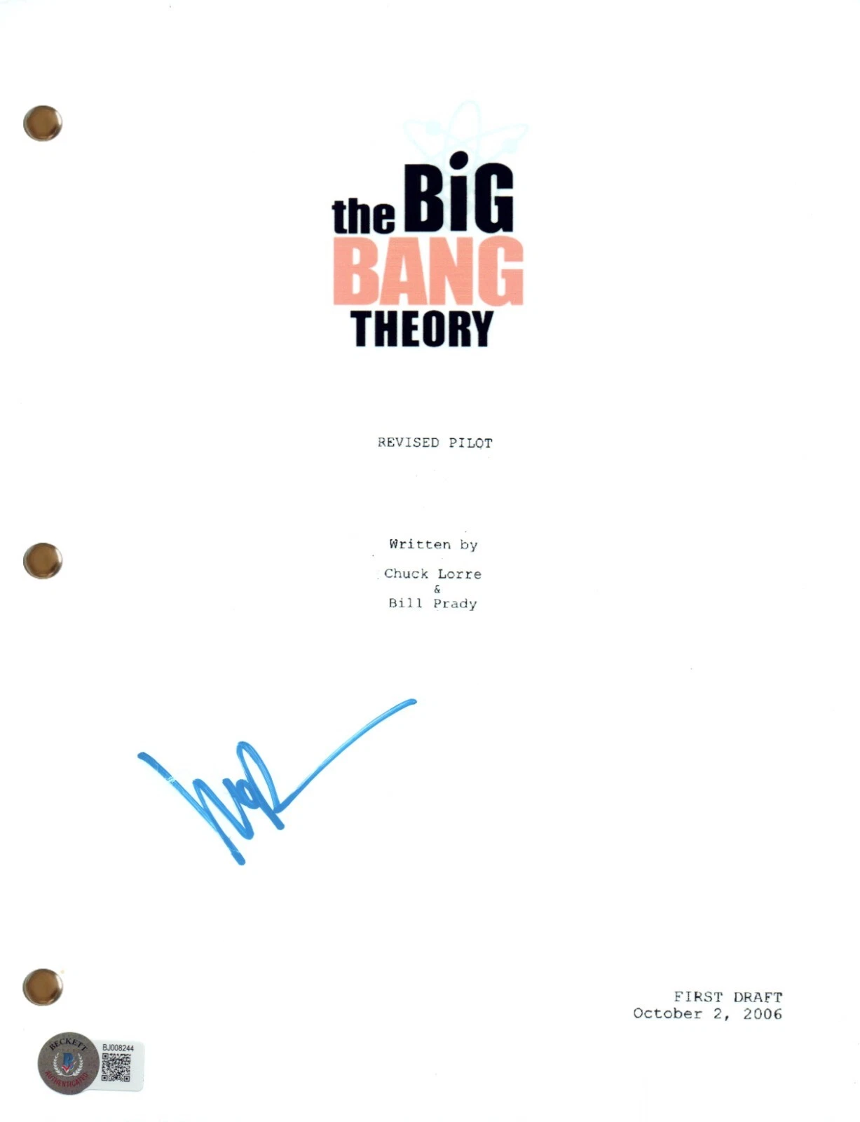 Mayim Bialik Signed Autograph The Big Bang Theory Full Pilot Script Beckett COA