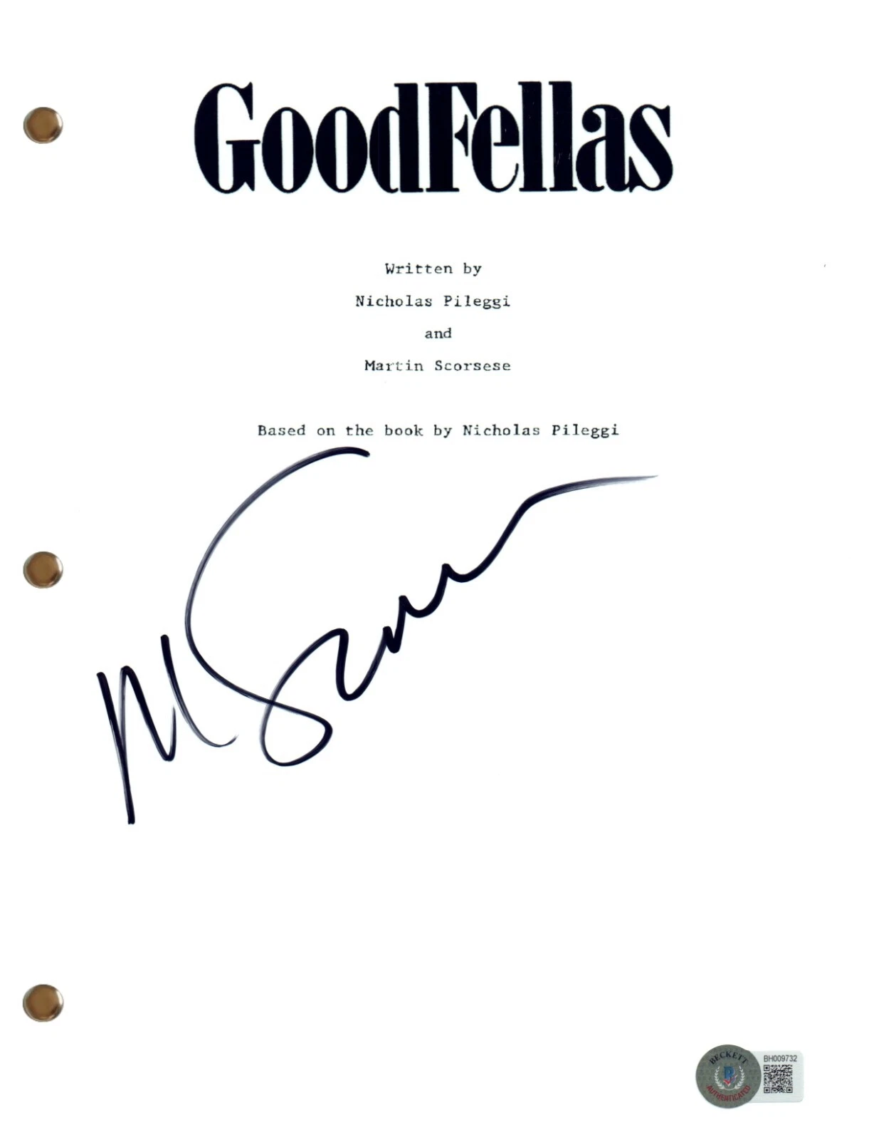 Martin Scorsese Signed Goodfellas Movie Script Screenplay Autograph Beckett COA