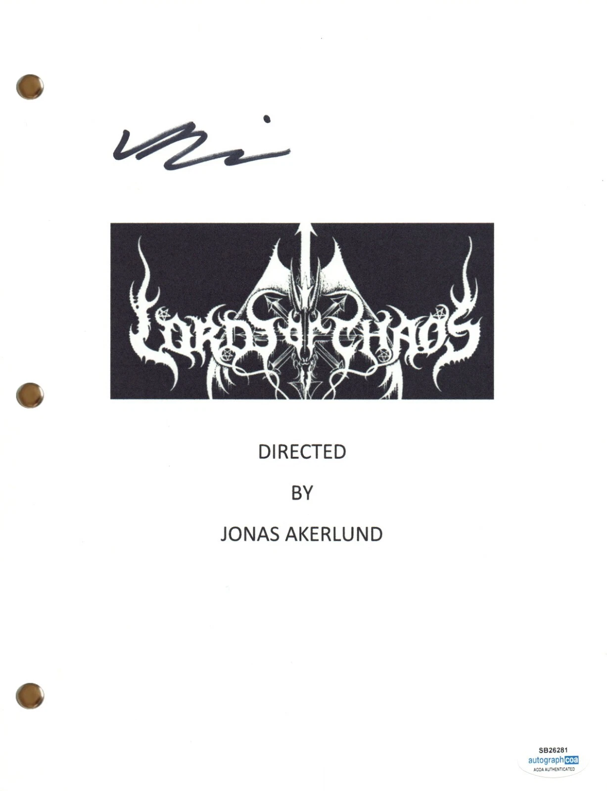 Rory Culkin Signed Autograph Lords of Chaos Movie Script Horror ACOA COA