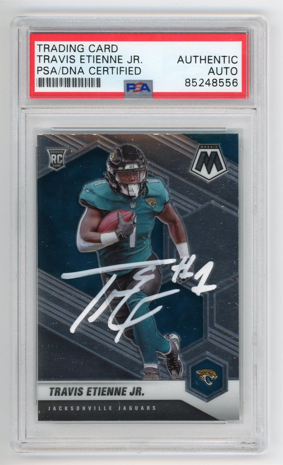 TRAVIS ETIENNE SIGNED 2021 PANINI MOSAIC ROOKIES PRIZM #314 ROOKIE RC AUTO PSA COLLECTIBLE MEMORABILIA