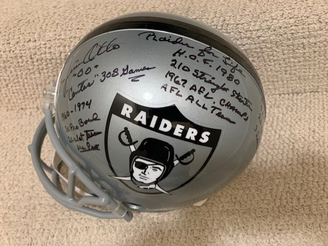 JIM OTTO HAND SIGNED OAKLAND RAIDERS FULL SIZE HELMET 15 INSCRIPTIONS JSA