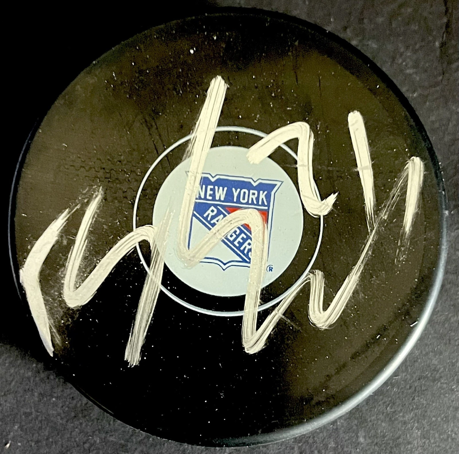 Barclay Goodrow Signed Autographed New York Rangers Logo Hockey Puck PSA/DNA