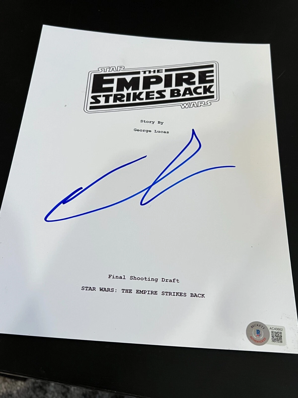 GEORGE LUCAS SIGNED AUTOGRAPH MOVIE SCRIPT STAR WARS EMPIRE STRIKES BACK BECKETT