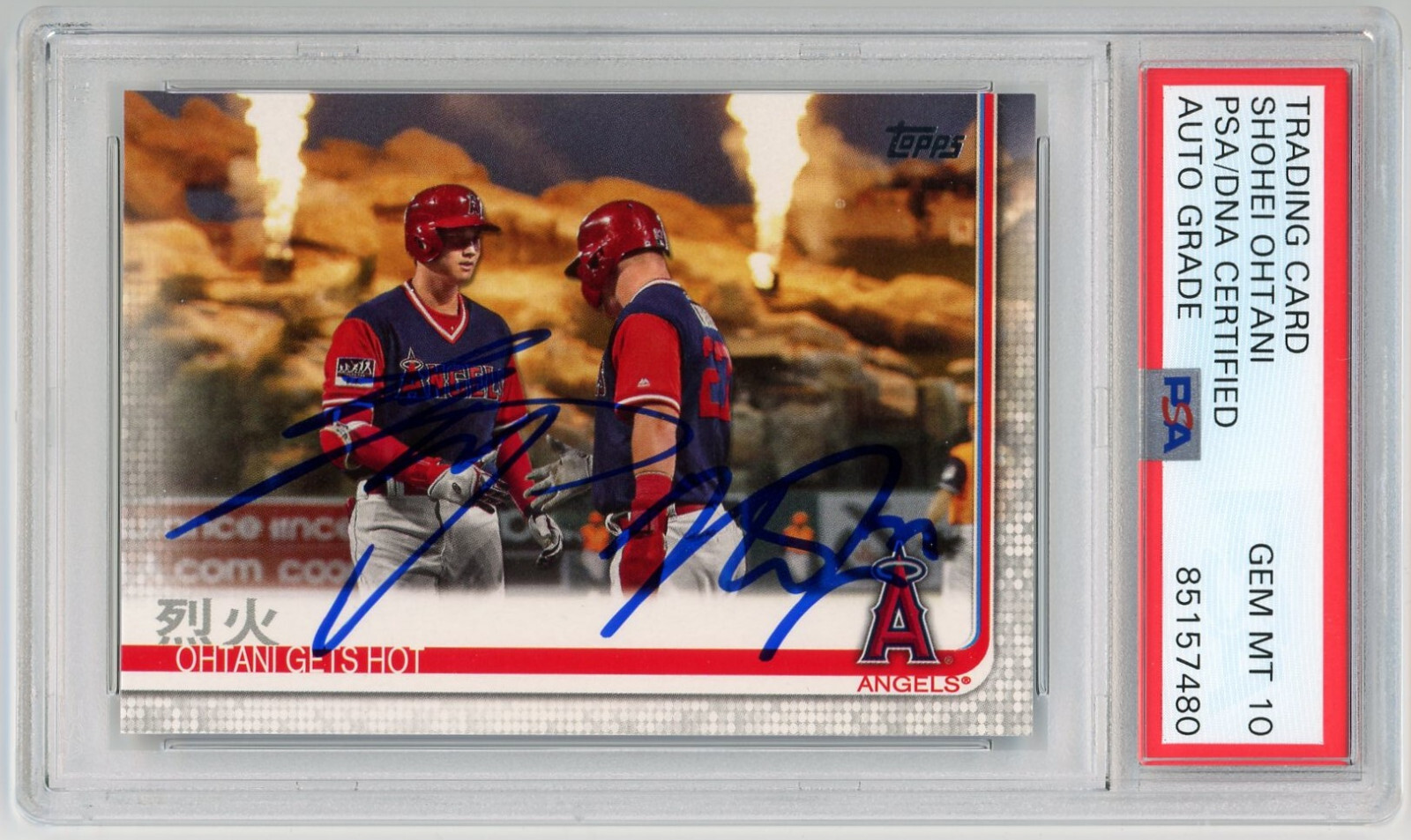 Shohei Ohtani Mike Trout 2019 Topps Gets Hot #367 Auto PSA 10 Gem Mint Angels