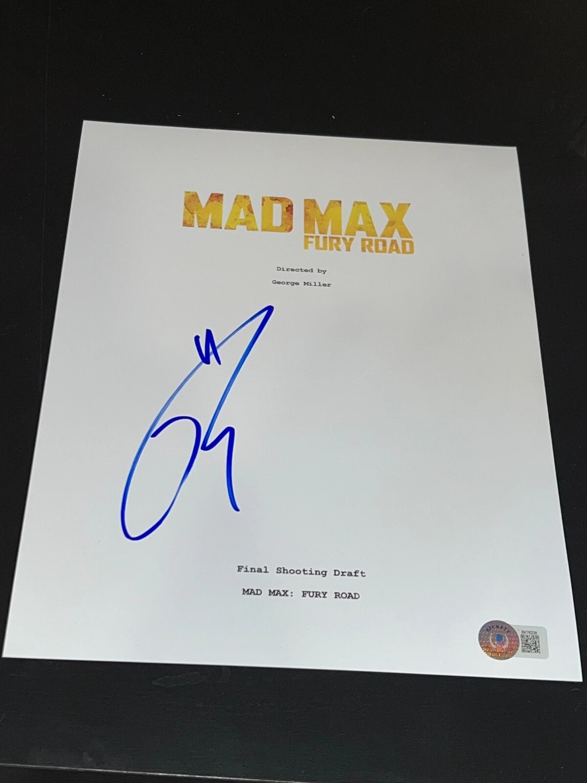 TOM HARDY SIGNED AUTOGRAPH SCRIPT MOVIE MAD MAX FURY ROAD BECKETT BAS AUTO G COLLECTIBLE MEMORABILIA