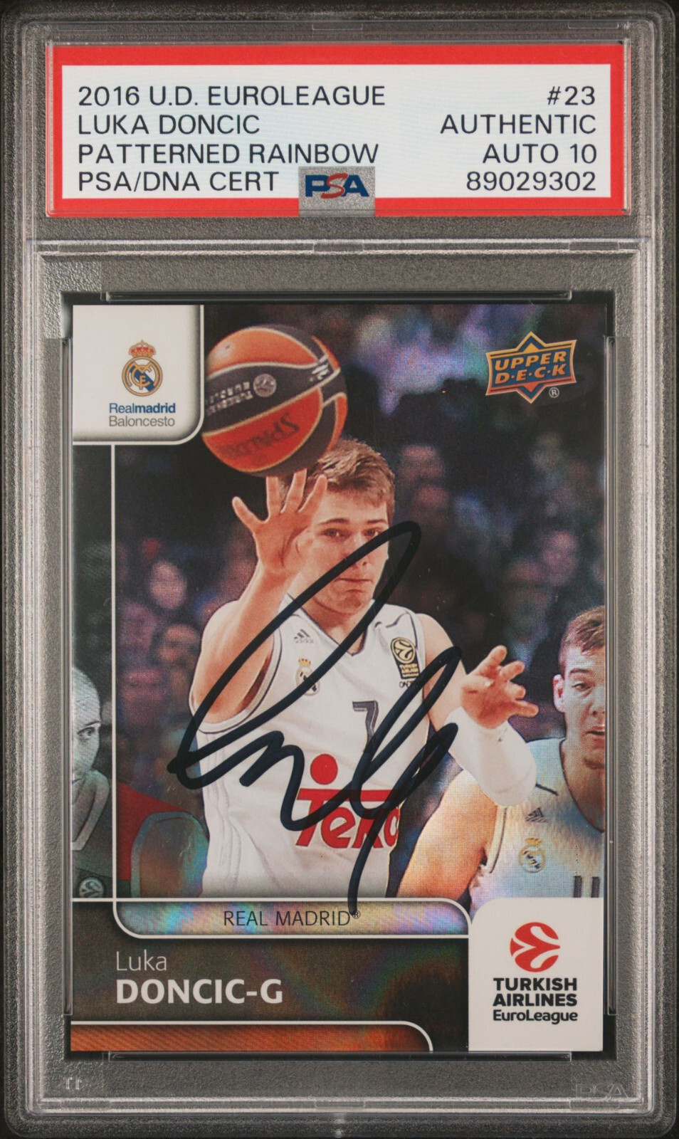 Luka Doncic Signed 2016 Euroleage Upper Deck Patterned Rainbow PSA/DNA Auto 10