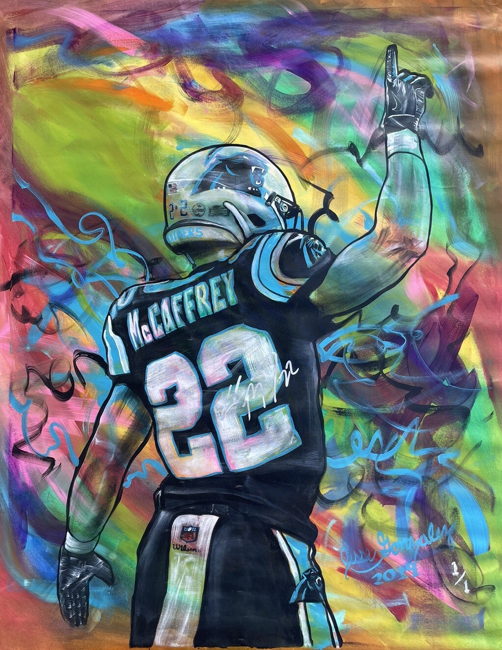 PSA/DNA Christian McCaffrey Autographed Original Artwork Rookie Painting 1/1