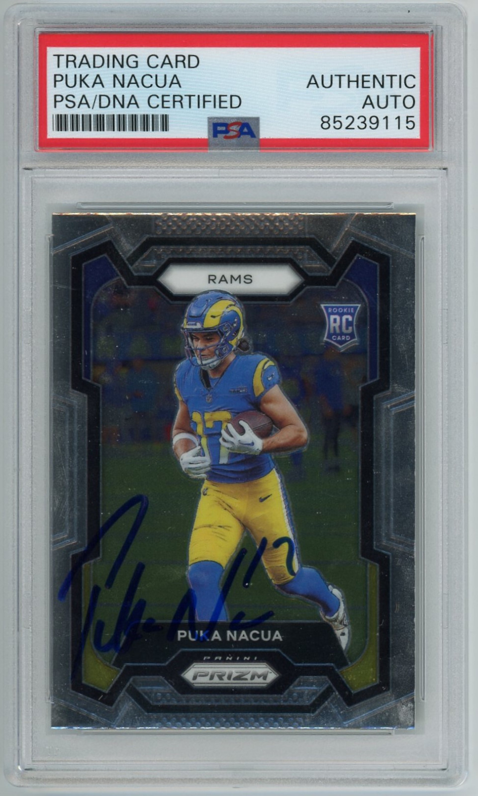 PUKA NACUA SIGNED 2023 PANINI PRIZM RC ROOKIE LOS ANGELES RAMS AUTO PSA/DNA COLLECTIBLE MEMORABILIA