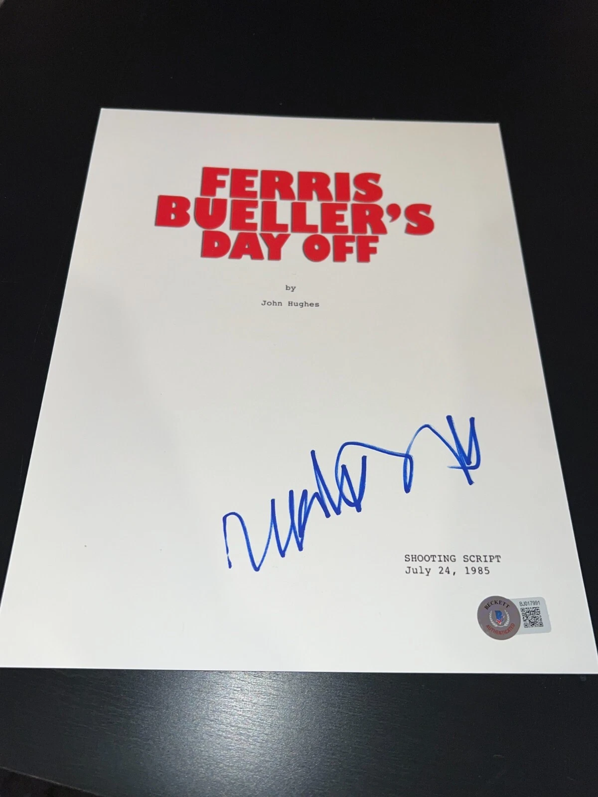 MATTHEW BRODERICK SIGNED SCRIPT FERRIS BUELLERS DAY OFF BECKETT BAS D
