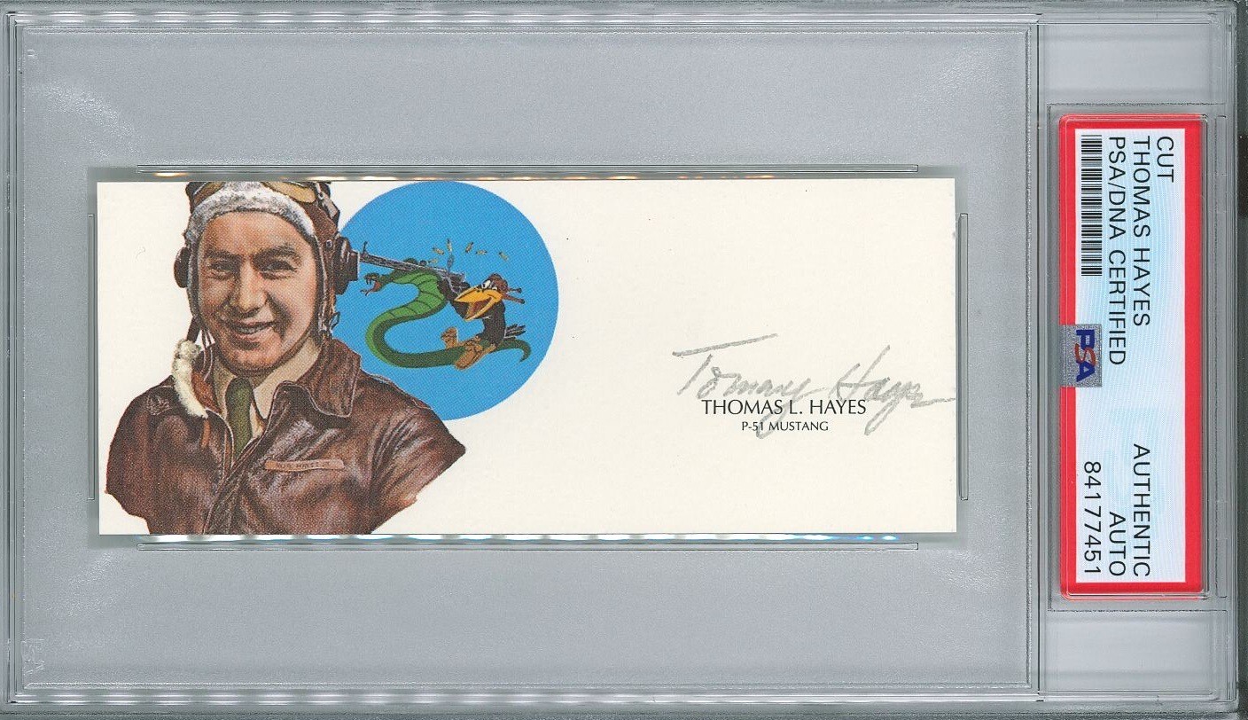 THOMAS HAYES SIGNED CUT SIGNATURE PSA DNA 84177451 (D) WWII ACE 10.5V