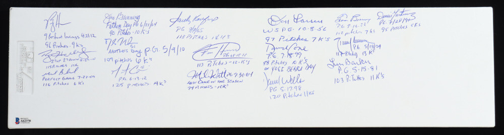 PERFECT GAME WINNERS SIGNED PITCHING RUBBER BAS A62370 KOUFAX HALLADAY 16 AUTOS