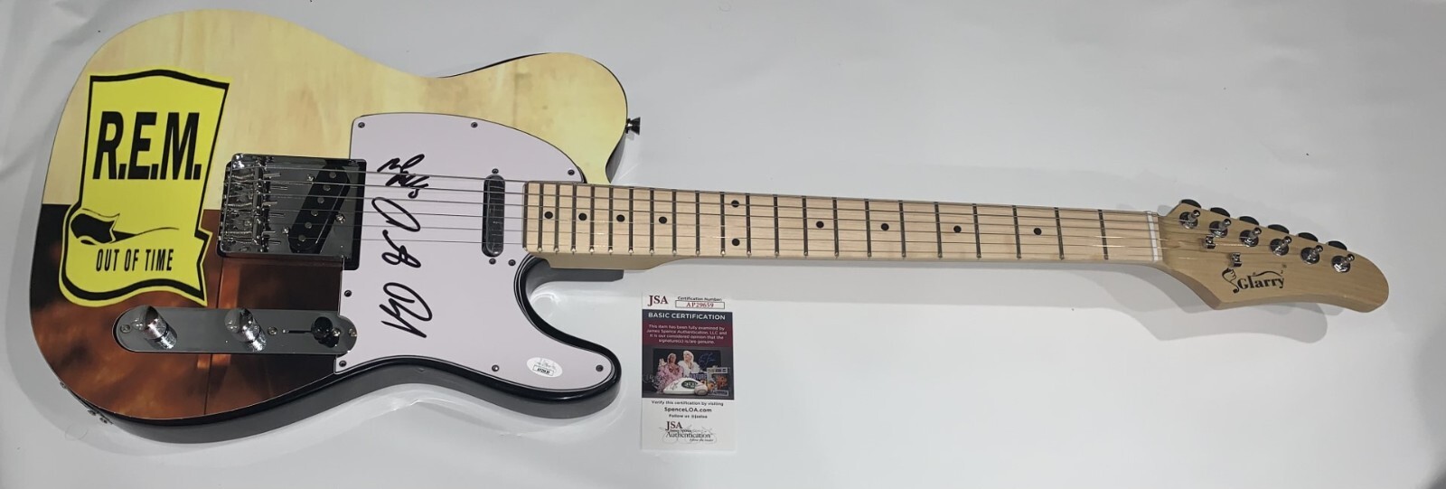 PETER BUCK & MIKE MILLS SIGNED CUSTOM OUT OF TIME ELECTRIC GUITAR R.E.M. JSA COA